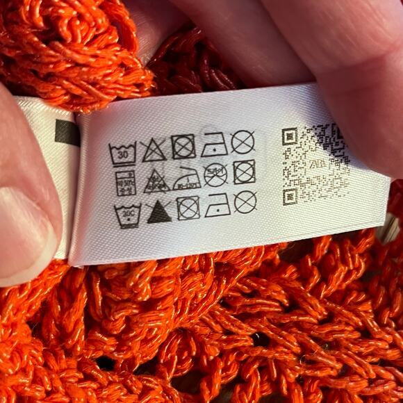 Zara Women's Orange Open Knit Cropped Sweater Top Size M - Picture 11 of 11